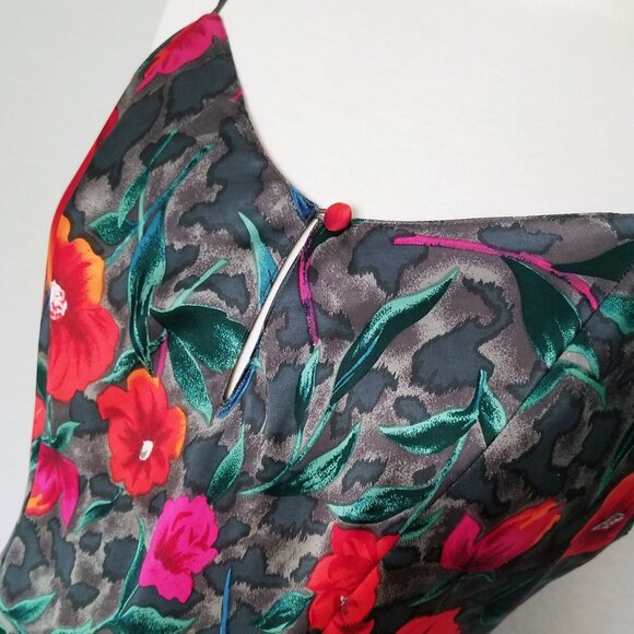 VTG Morgan Taylor 100% Silk Chemise Mini Slip Dress M Poppy Floral Romantic Y2K - Picture 9 of 9